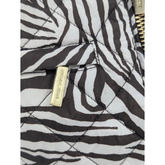 Michael Kors Packable Brown White Zebra Zip Up Lightweight Puffer Vest Size M - Picture 2 of 9
